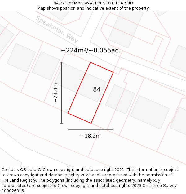 84, SPEAKMAN WAY, PRESCOT, L34 5ND: Plot and title map