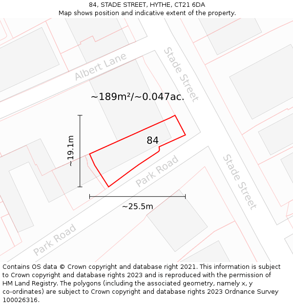 84, STADE STREET, HYTHE, CT21 6DA: Plot and title map