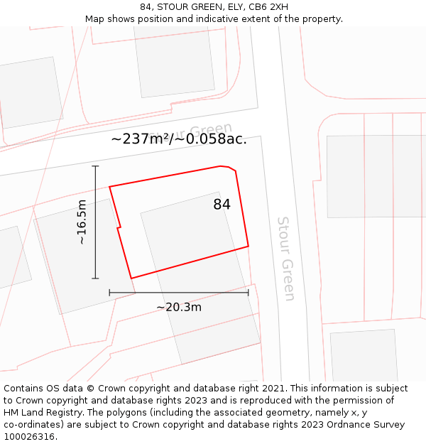 84, STOUR GREEN, ELY, CB6 2XH: Plot and title map