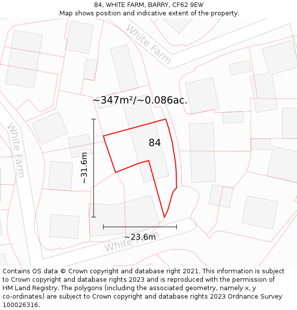 84, WHITE FARM, BARRY, CF62 9EW: Plot and title map