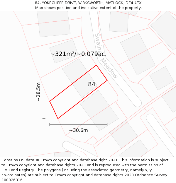 84, YOKECLIFFE DRIVE, WIRKSWORTH, MATLOCK, DE4 4EX: Plot and title map