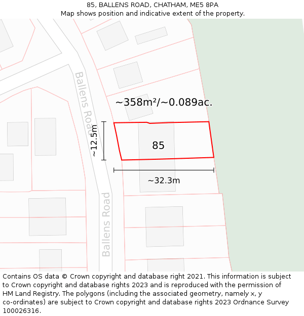 85, BALLENS ROAD, CHATHAM, ME5 8PA: Plot and title map