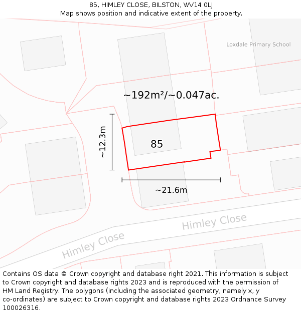 85, HIMLEY CLOSE, BILSTON, WV14 0LJ: Plot and title map