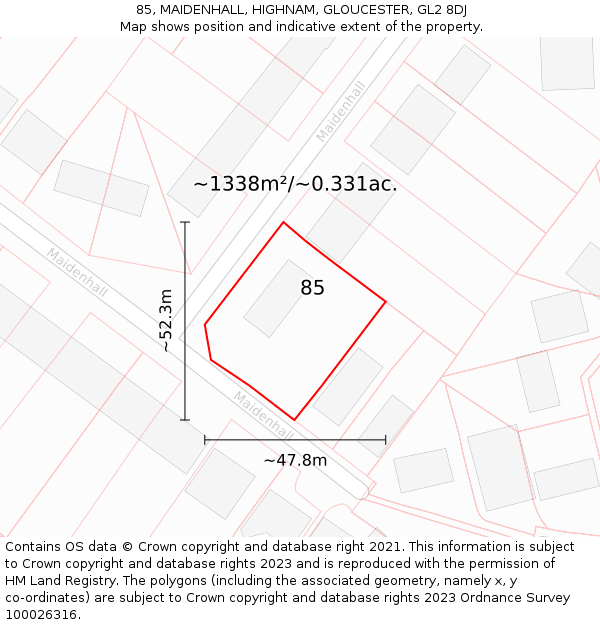 85, MAIDENHALL, HIGHNAM, GLOUCESTER, GL2 8DJ: Plot and title map