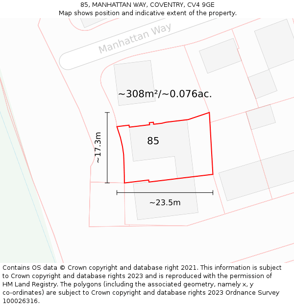 85, MANHATTAN WAY, COVENTRY, CV4 9GE: Plot and title map