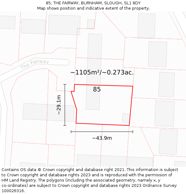 85, THE FAIRWAY, BURNHAM, SLOUGH, SL1 8DY: Plot and title map