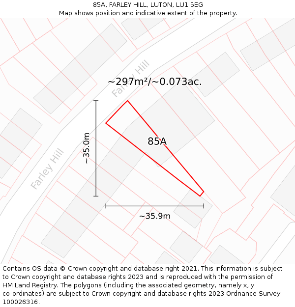 85A, FARLEY HILL, LUTON, LU1 5EG: Plot and title map