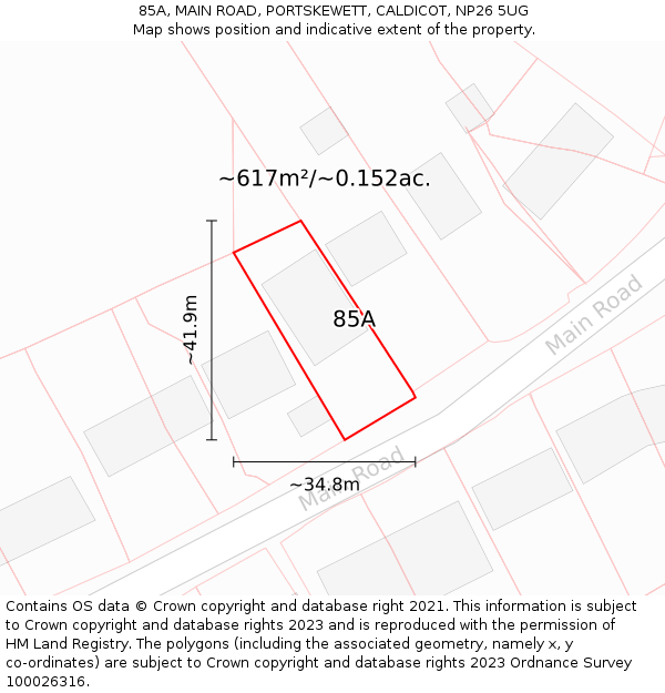 85A, MAIN ROAD, PORTSKEWETT, CALDICOT, NP26 5UG: Plot and title map