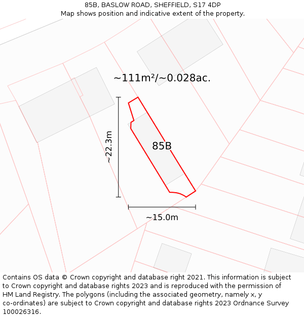 85B, BASLOW ROAD, SHEFFIELD, S17 4DP: Plot and title map