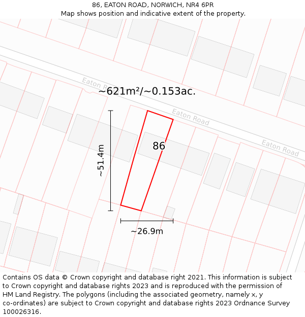 86, EATON ROAD, NORWICH, NR4 6PR: Plot and title map