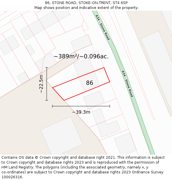 86, STONE ROAD, STOKE-ON-TRENT, ST4 6SP: Plot and title map