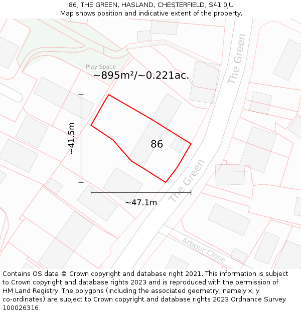 86, THE GREEN, HASLAND, CHESTERFIELD, S41 0JU: Plot and title map