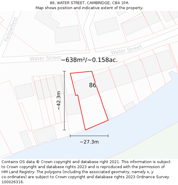 86, WATER STREET, CAMBRIDGE, CB4 1PA: Plot and title map