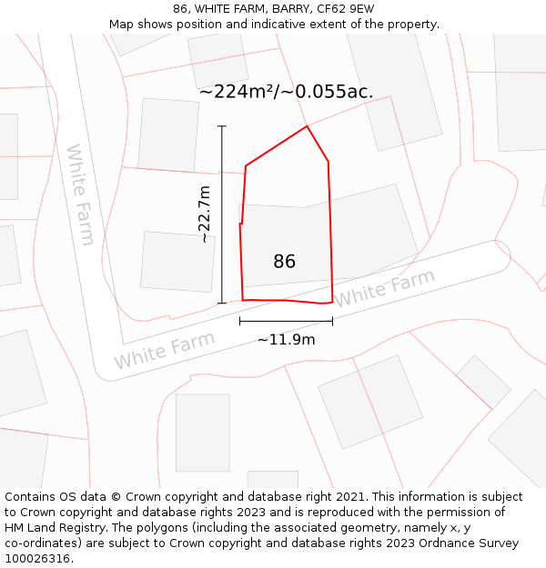 86, WHITE FARM, BARRY, CF62 9EW: Plot and title map