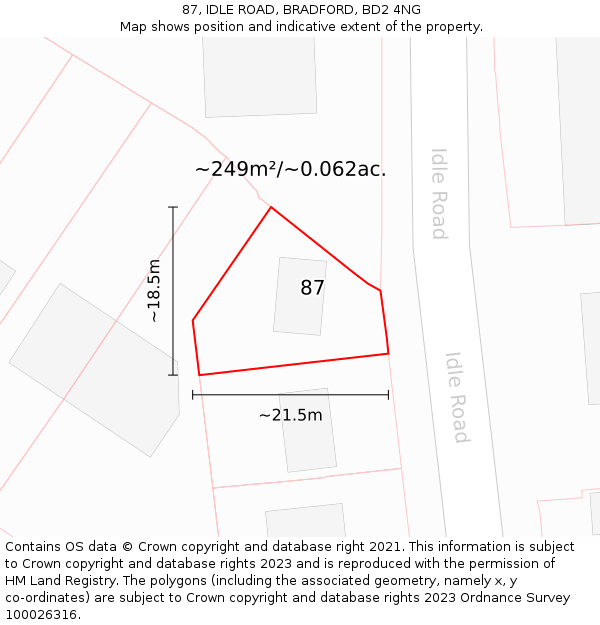 87, IDLE ROAD, BRADFORD, BD2 4NG: Plot and title map