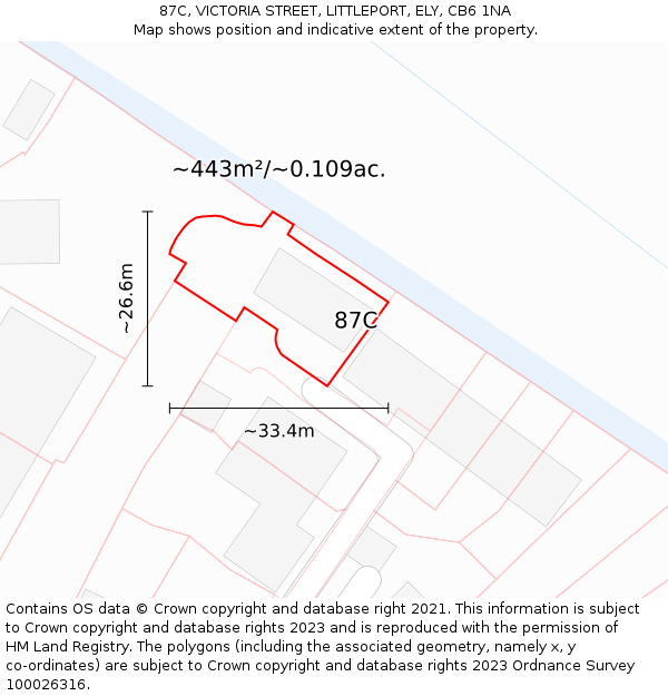 87C, VICTORIA STREET, LITTLEPORT, ELY, CB6 1NA: Plot and title map