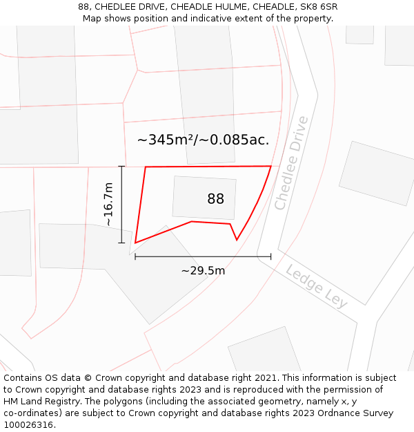 88, CHEDLEE DRIVE, CHEADLE HULME, CHEADLE, SK8 6SR: Plot and title map