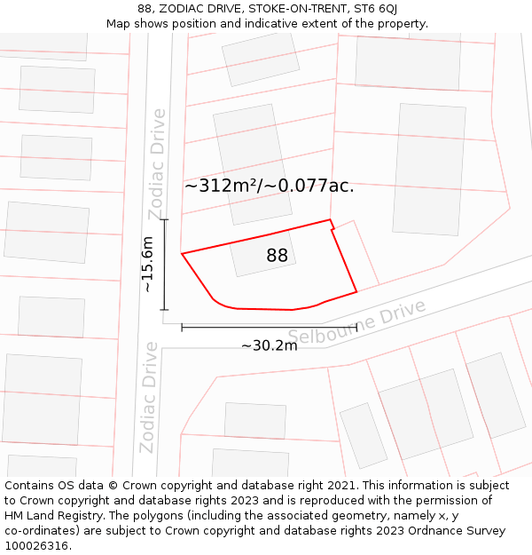 88, ZODIAC DRIVE, STOKE-ON-TRENT, ST6 6QJ: Plot and title map