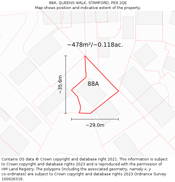 88A, QUEENS WALK, STAMFORD, PE9 2QE: Plot and title map