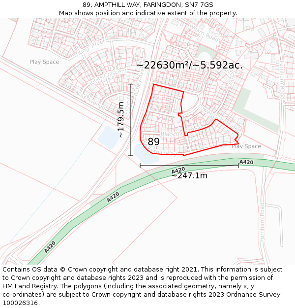 89, AMPTHILL WAY, FARINGDON, SN7 7GS: Plot and title map