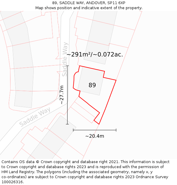 89, SADDLE WAY, ANDOVER, SP11 6XP: Plot and title map