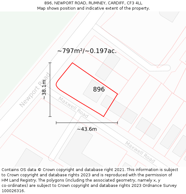 896, NEWPORT ROAD, RUMNEY, CARDIFF, CF3 4LL: Plot and title map