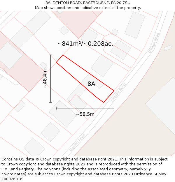 8A, DENTON ROAD, EASTBOURNE, BN20 7SU: Plot and title map