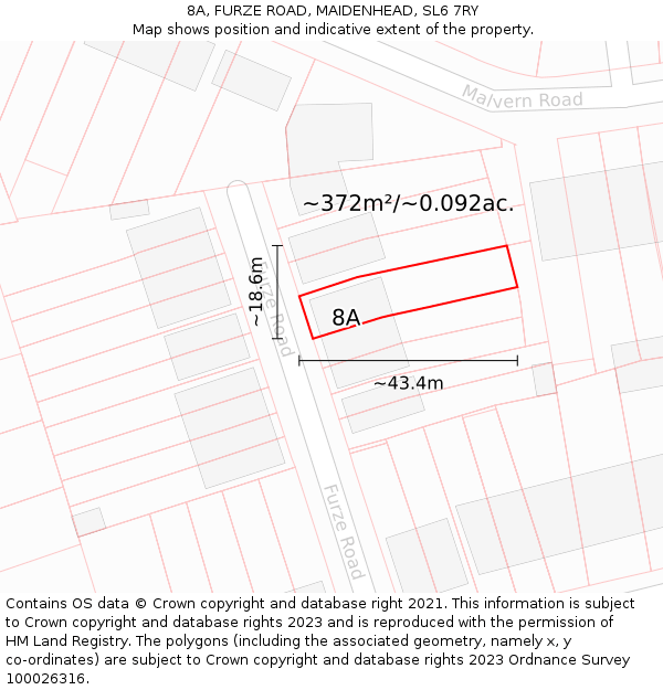 8A, FURZE ROAD, MAIDENHEAD, SL6 7RY: Plot and title map