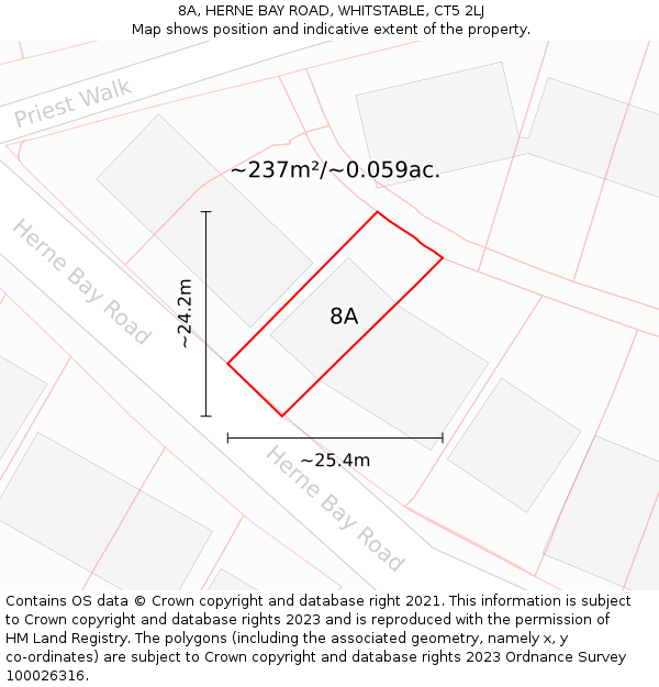 8A, HERNE BAY ROAD, WHITSTABLE, CT5 2LJ: Plot and title map