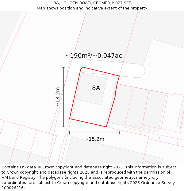 8A, LOUDEN ROAD, CROMER, NR27 9EF: Plot and title map