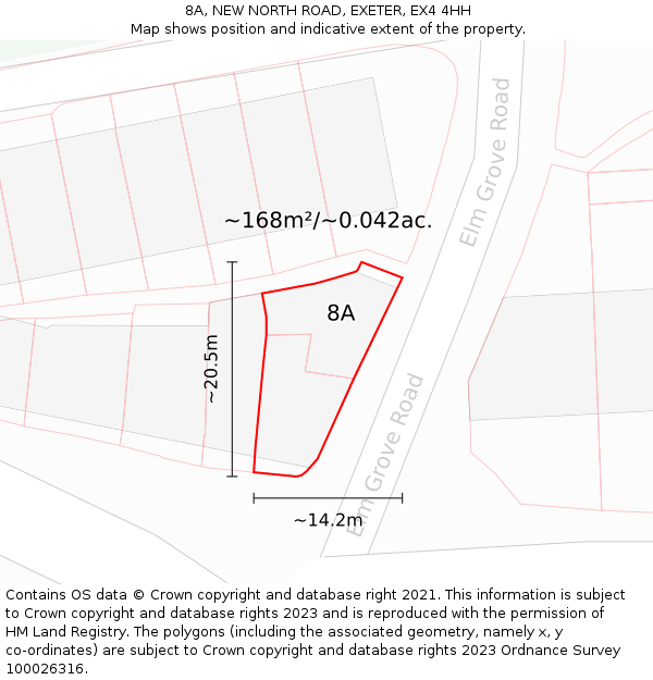 8A, NEW NORTH ROAD, EXETER, EX4 4HH: Plot and title map