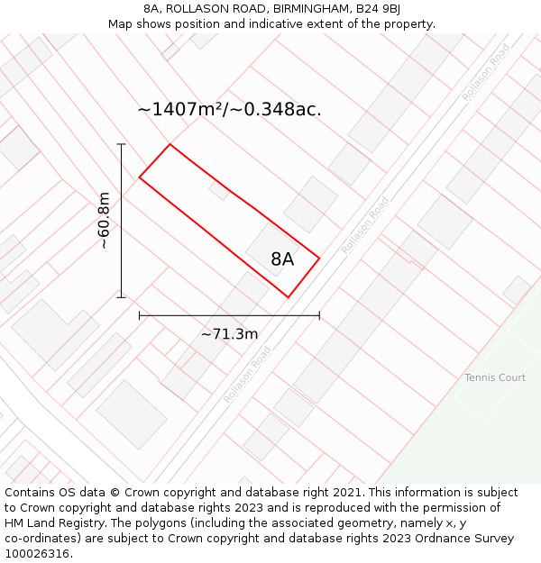 8A, ROLLASON ROAD, BIRMINGHAM, B24 9BJ: Plot and title map