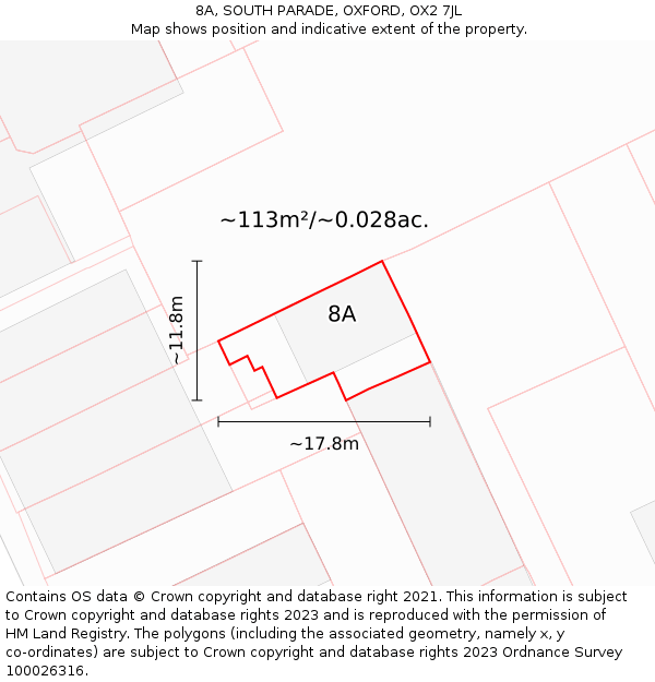 8A, SOUTH PARADE, OXFORD, OX2 7JL: Plot and title map