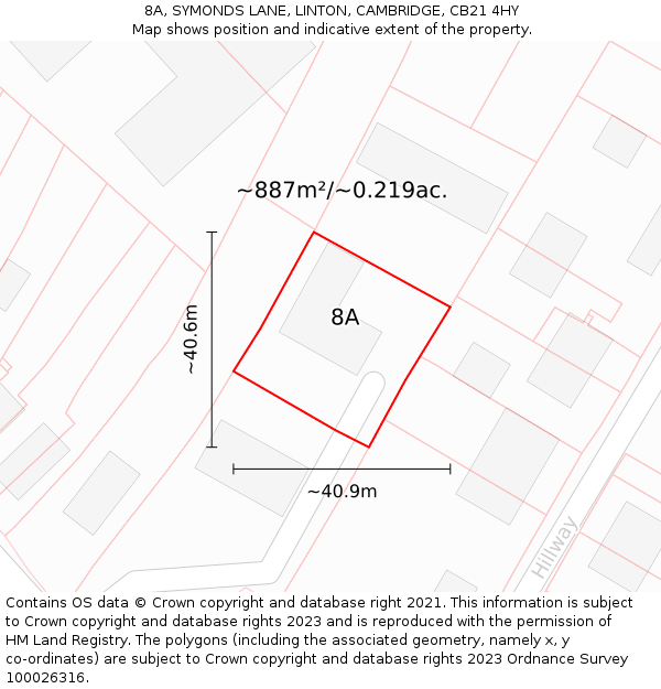 8A, SYMONDS LANE, LINTON, CAMBRIDGE, CB21 4HY: Plot and title map