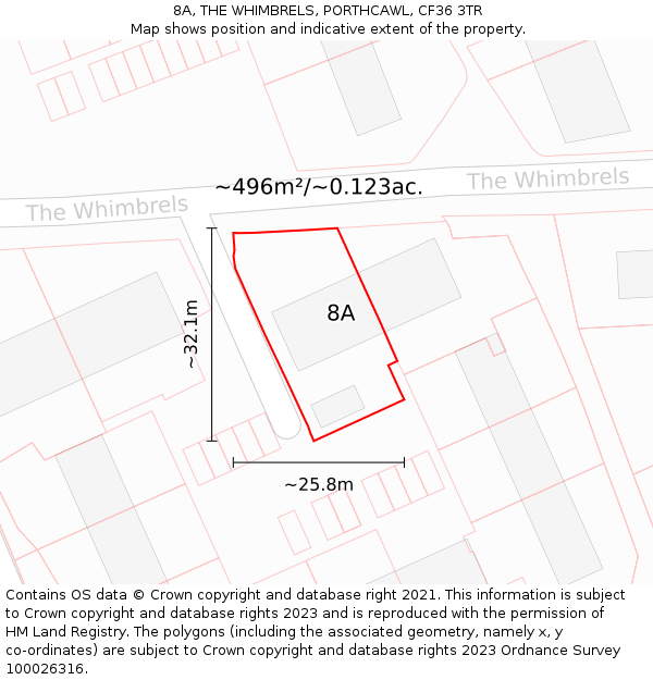 8A, THE WHIMBRELS, PORTHCAWL, CF36 3TR: Plot and title map