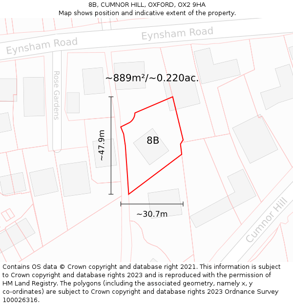 8B, CUMNOR HILL, OXFORD, OX2 9HA: Plot and title map