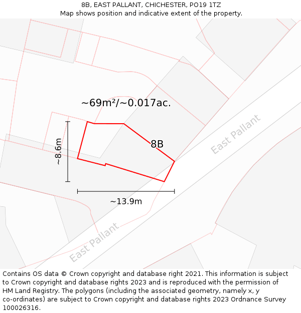 8B, EAST PALLANT, CHICHESTER, PO19 1TZ: Plot and title map