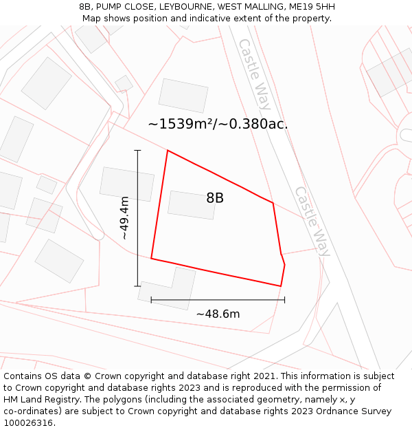 8B, PUMP CLOSE, LEYBOURNE, WEST MALLING, ME19 5HH: Plot and title map