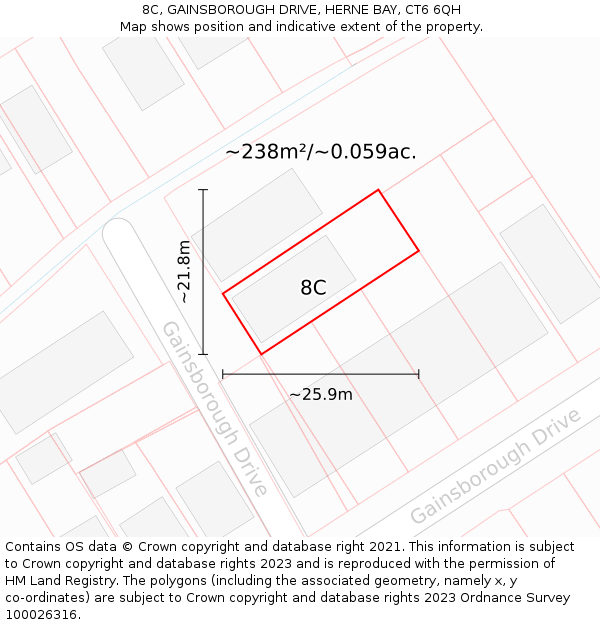 8C, GAINSBOROUGH DRIVE, HERNE BAY, CT6 6QH: Plot and title map