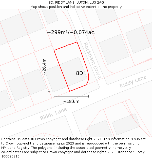 8D, RIDDY LANE, LUTON, LU3 2AG: Plot and title map