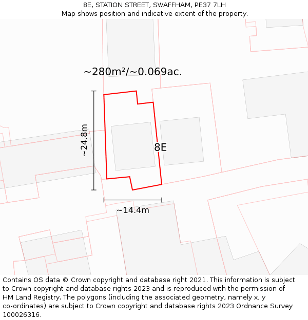 8E, STATION STREET, SWAFFHAM, PE37 7LH: Plot and title map