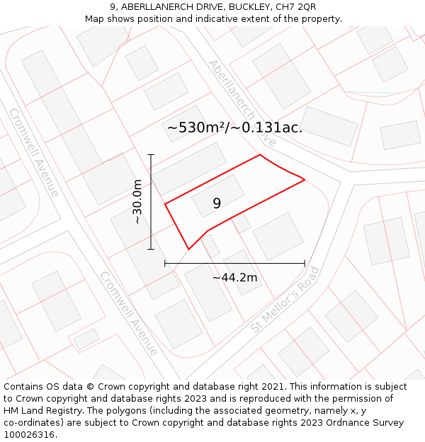 9, ABERLLANERCH DRIVE, BUCKLEY, CH7 2QR: Plot and title map