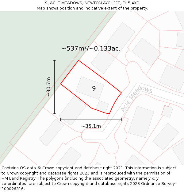 9, ACLE MEADOWS, NEWTON AYCLIFFE, DL5 4XD: Plot and title map