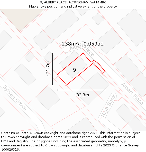 9, ALBERT PLACE, ALTRINCHAM, WA14 4PG: Plot and title map