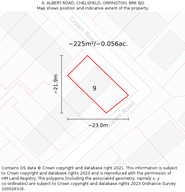 9, ALBERT ROAD, CHELSFIELD, ORPINGTON, BR6 6JG: Plot and title map