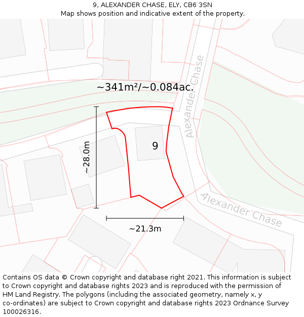 9, ALEXANDER CHASE, ELY, CB6 3SN: Plot and title map