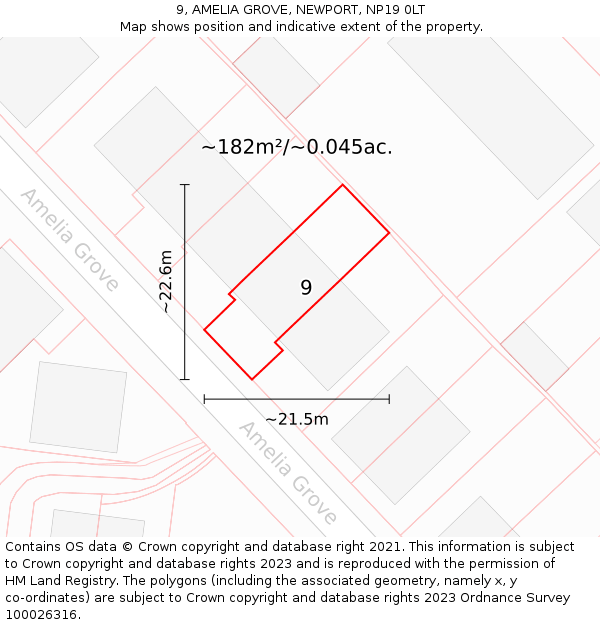 9, AMELIA GROVE, NEWPORT, NP19 0LT: Plot and title map