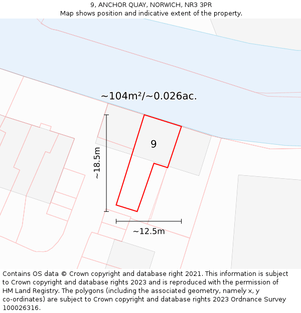 9, ANCHOR QUAY, NORWICH, NR3 3PR: Plot and title map