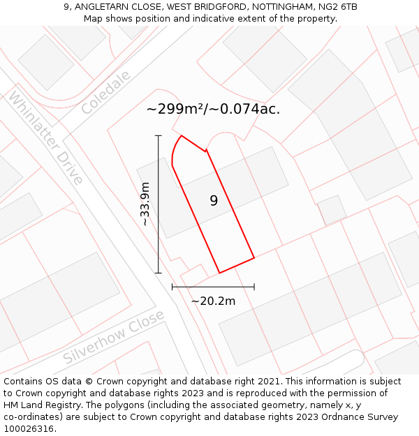 9, ANGLETARN CLOSE, WEST BRIDGFORD, NOTTINGHAM, NG2 6TB: Plot and title map