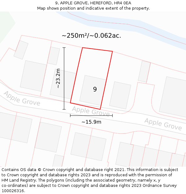 9, APPLE GROVE, HEREFORD, HR4 0EA: Plot and title map